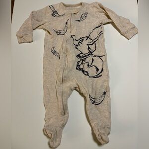Disney Baby cream dumbo footie pjs 3-6m
